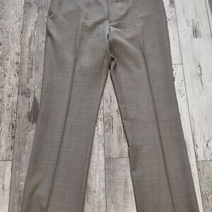36x33 Men's Tommy Hilfiger Flat Front Pleated Dress Pants Tan 100% Wool